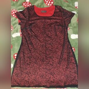 Red with Black sparkle mesh dress